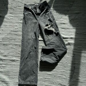 12th Tribe: Brooklyn Washed Black Slash Boyfriend Jeans